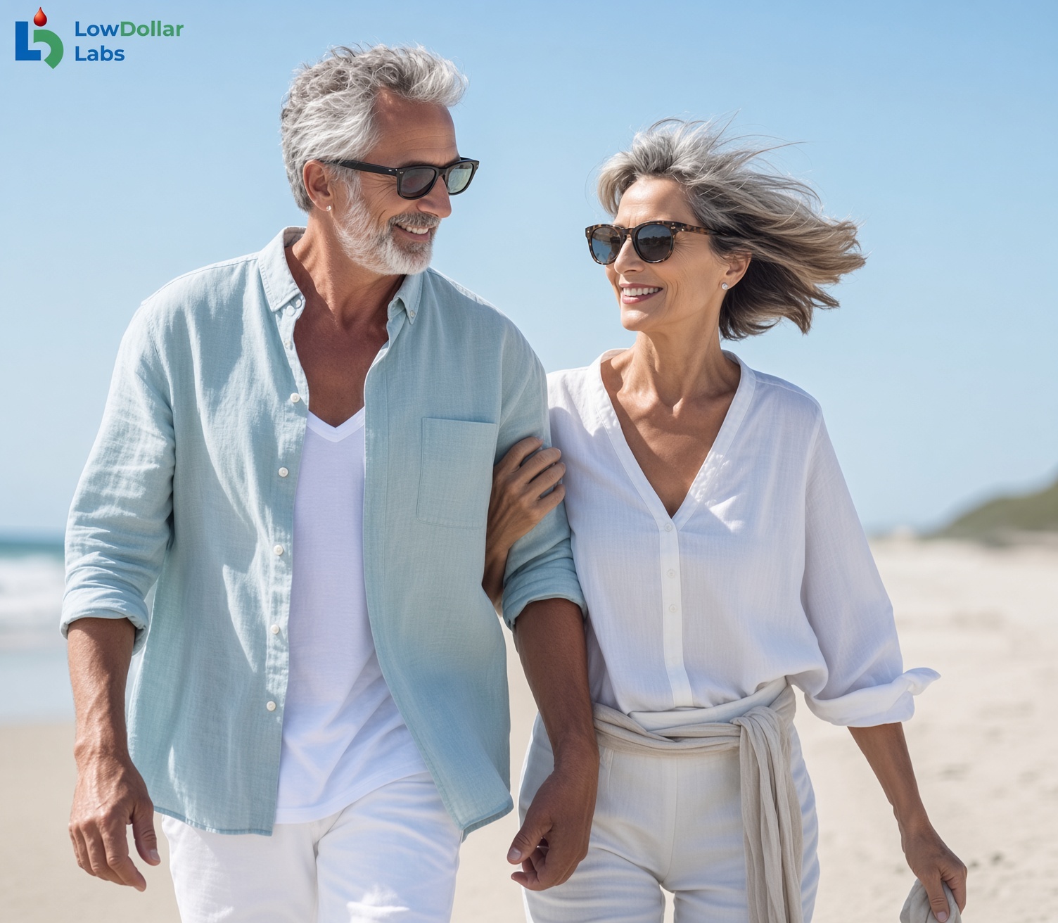 Couple walking on the beach